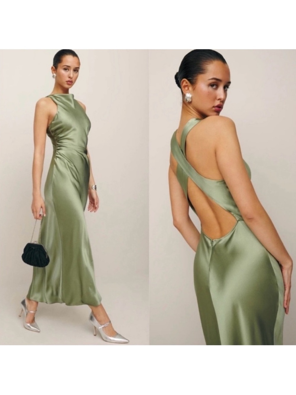 Reformation Silk Casette Dress in Artichoke
